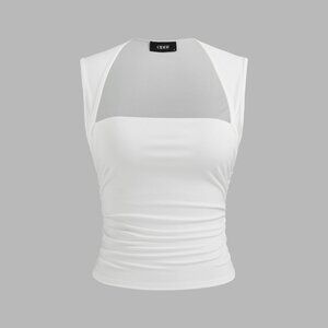 White Ruched Tank Top - Cider